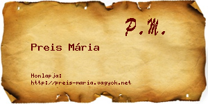 Preis Mária névjegykártya